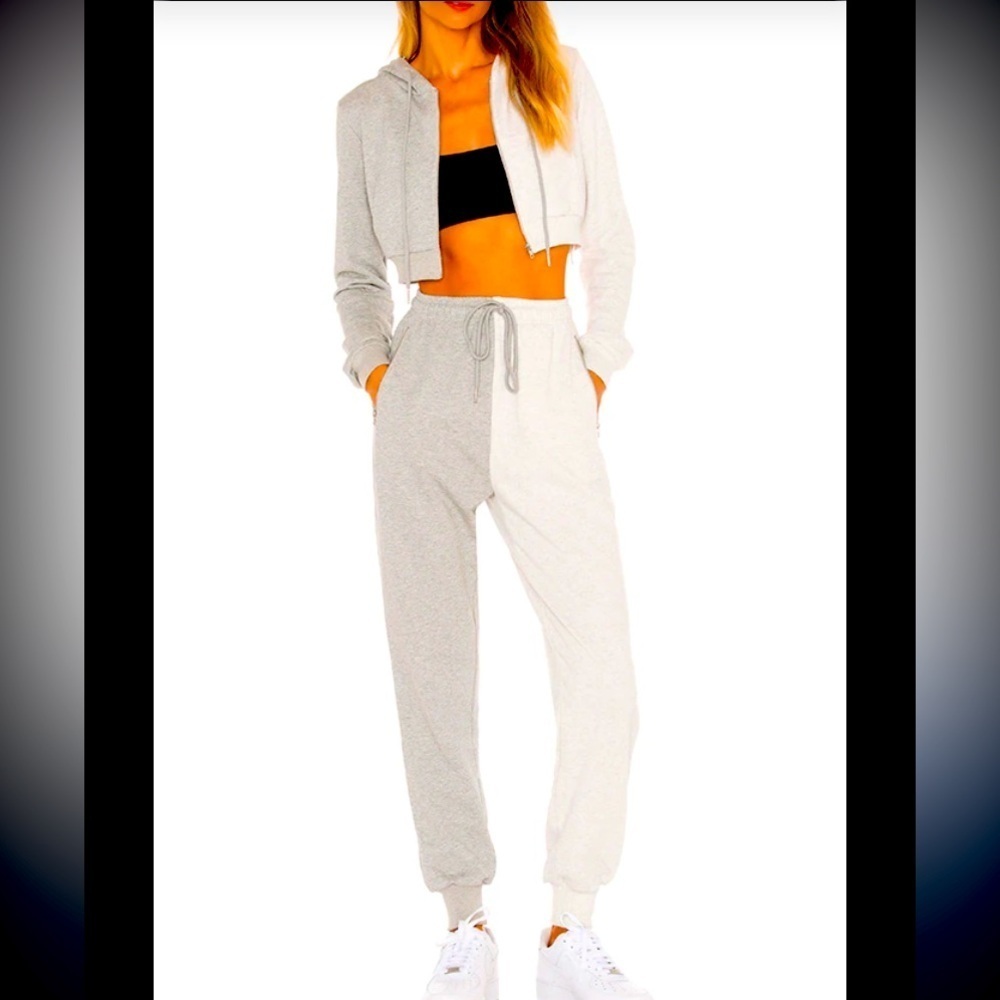Superdown Rena revolve white and grey split side sweatpants $90 L